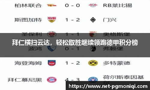 拜仁横扫云达，轻松取胜继续领跑德甲积分榜